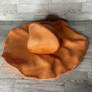 EASY GARDENER Orange Woven Straw Adjustable Wide Brim Hatch